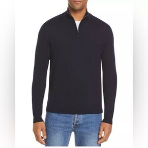Bloomingdale’s Men’s Quarter-Zip Merino Sweater - Exclusive Navy